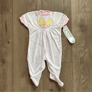 Vintage NWT Kessler Duckling Umbrella Embroidered 3 Month Baby Girl Romper